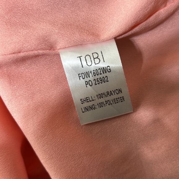 155. Tobi Blush Pink Lace Up Tie Neck Cut Out Back Fit & Flare Dress Small - Picture 9 of 11